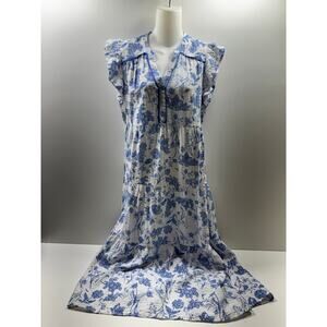 Umgee Tiered Floral Midi Dress Women’s Sz M Cottage Core V Neck Summer